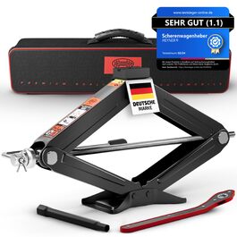 Підйомник гідравлічний ножичний HEYNER® 2т з кейсом, храповий механізм 17мм, гумові накладки, висота підйому 98-442мм. Автомобільний домкрат, сертифікат TÜV/GS