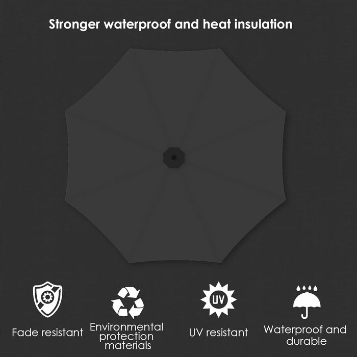 Садова парасолька від сонця Alu Ampelschirm з ручкою-курбою, Ø300 см, сіра, з UV-захистом та водовідштовхувальним покриттям