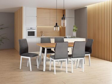 Розсувний обідній стіл LeafDesign овальної форми - кухонний/обідній стіл з дерев'яними ніжками, сучасний стиль, на 6-8 осіб, 80x140-180 см (Artisan, Чорний)