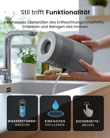 Зволожувач повітря Pro Breeze Osmo – безшумний, з можливістю поповнення – для дому, спальні, шафи, авто – міні-зволожувач без живлення – таблетка 700г (до 100 днів) сірий