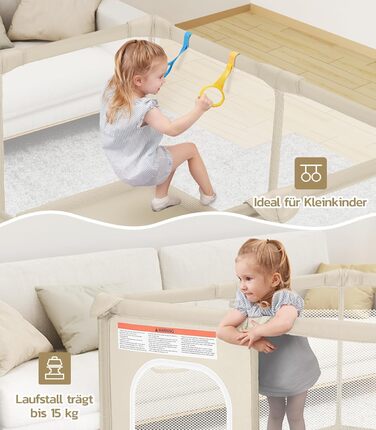 Дитячий манеж Dripex 124x124 см з дихаючою сіткою, сірий (124x124 см)