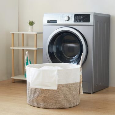 YOUDENOVA Плетіний кошик для білизни великий 65л, кошик для зберігання, кошик для ковдр, іграшок, для вітальні, дитячої кімнати, коричневий 50x33 см