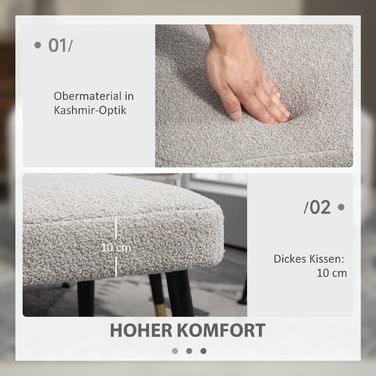 HOMCOM Footstool Квадратний табурет з кашеміровим виглядом, підставка для ніг зі сталевими ніжками, ідеально підходить для вітальні та спальні, світло-сірий