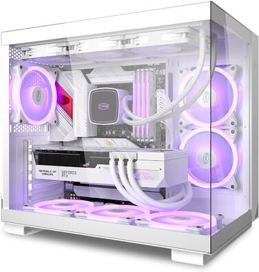 Комп'ютерний корпус ATX PCCOOLER C3T500 ARGB, 6 вентиляторів 120 мм, скляні панелі, безрамний дизайн, сумісний з RTX 40 серією, білий