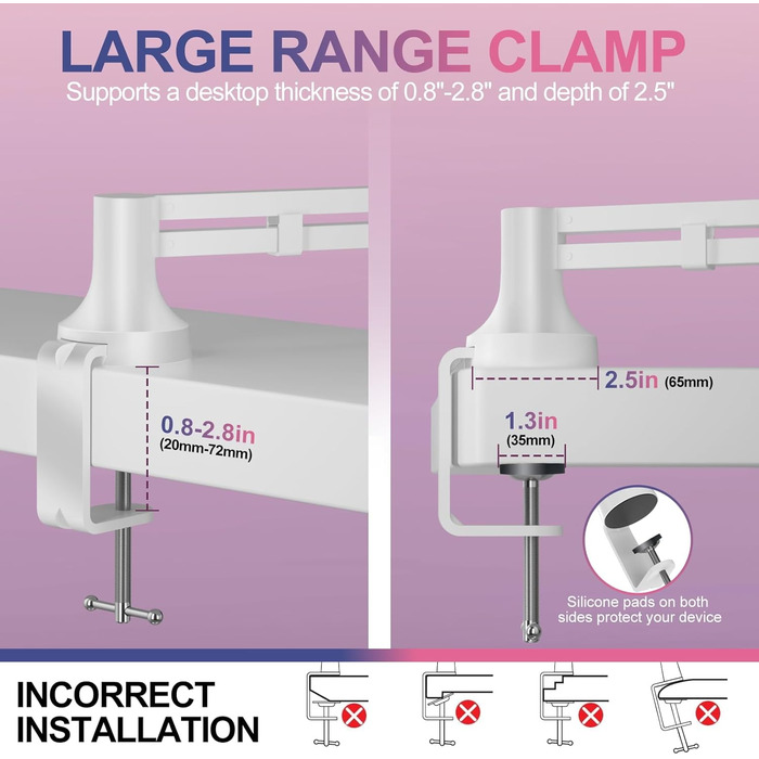 Мікрофонний стійкий кронштейн Low Profile для Blue Yeti, подкастингу та геймінгу, білий - до 2 кг, адаптери 3/8