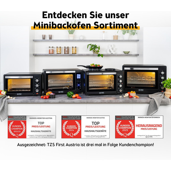 Міні-піч TZS First Austria Digital 30L 1600W з регулюванням температури та таймером - для кухні та кемпінгу