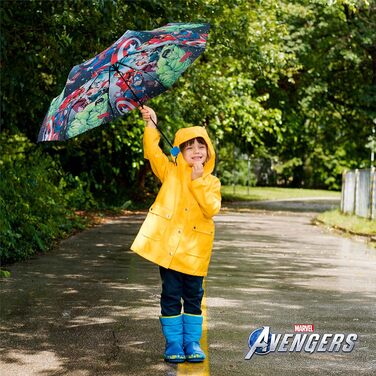 Парасолька BONNYCO Kids Avengers - Штормозахисна, посилена конструкція, складається для сумки, рюкзака або подорожей Маленькі хлопчики - Подарунки, синій