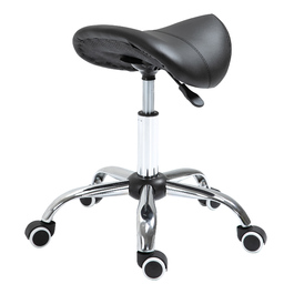 HOMCOM Saddle Stool Робочий стілець Поворотний стілець з регулюванням висоти з оббивкою чорного кольору, ідеально підходить для косметики та офісу
