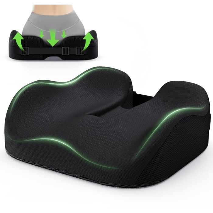 Ортопедична подушка для сидіння Benazcap: для офісного крісла, автомобіля, ігрового крісла. Знівелює біль у куприку, попереку та сідницях. Розмір: 42*18*20 см