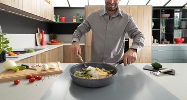 Сковорода Lagostina Tempra Mineral з антипригарним покриттям, діаметр 28 см, ручки з силікону, ефект каменю, для всіх типів плит