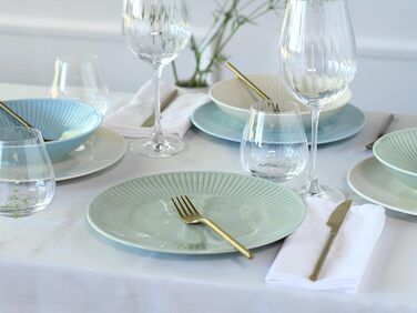 CreaTable Серія Valencia Pastell: 12-ти частинний сервіз для 6 осіб з порцеляни, Made in Europe (кремовий, блакитний, зелений)