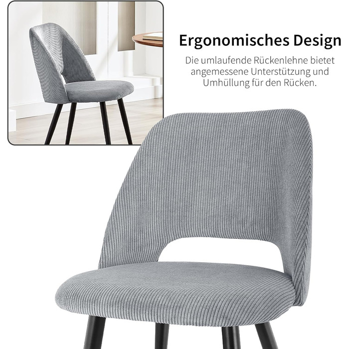 Набір обідніх стільців для їдальні, кухні, вітальні, спальні та зони відпочинку. М'який крісло-стілець з незалежними ніжками, оксамитова оббивка, зелений/сірий (2 шт.)