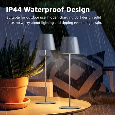 LED настільна лампа MALUX 2 шт. бездротова з сенсором, для дому та вулиці, акумуляторна, 3 режими температури кольору, регулювання яскравості, таймер, чорний/сірий