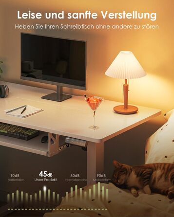 Електричний регульований стіл OffiGo 100x50 см з підставкою для клавіатури, 3 функції пам'яті, білий | Стіл для роботи та навчання