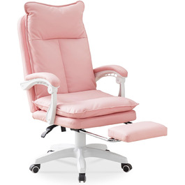 Офісне крісло TUKAILAI: ергономічне, з регулюванням висоти, підлокітники, підставка для ніг, рожеве