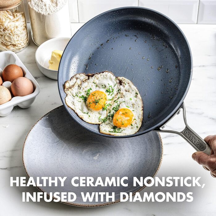 GreenPan Paris Pro сковорода з антипригарним покриттям Hartelox, 25.4 см, без PFAS, для посудомийної машини, сіра