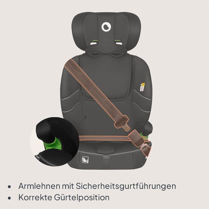 Автокрісло Lionelo Billy i-Size 76-150 см (15 міс - 12 років), ISOFIX, R129, Чорне