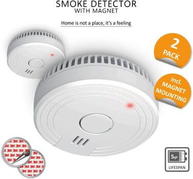 Набір датчиків диму ELRO FS1805M (6 шт.) з магнітним кріпленням | 5 років батареї та гарантія | Відповідає стандарту EN14604 | Білий