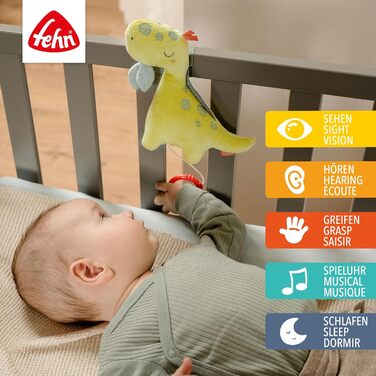 Музична скринька Fehn Dino - Мелодія Колискова Моцарта - дитяча іграшка для подорожей та дому