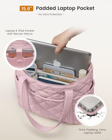 LOVEVOOK Сумка-шопер, велика, чорна (M, рожева): сумка для ноутбука 15.6