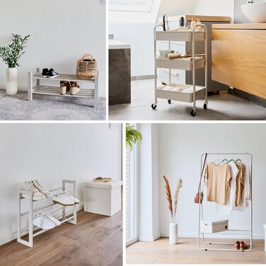 Стійка для одягу Loft - металева, біла, 5 гачків, 170 см, для прихожей, спальні, офісу