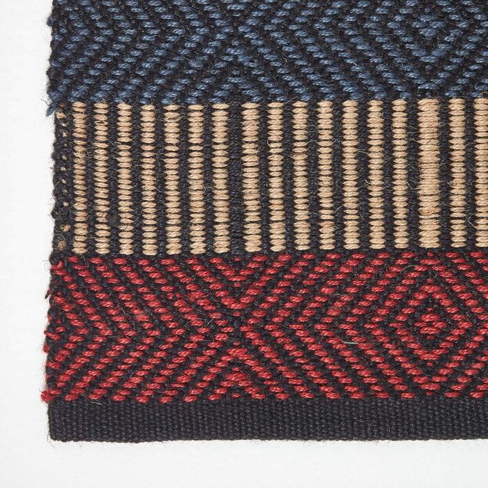 Килимок з натурального волокна 66 х 200 см 100 джутовий кухонний килимок червоний синій бежевий геометричний візерунок ромбовидний смугастий