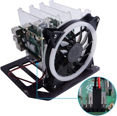 Стійка-корпус GeeekPi для Raspberry Pi, 4-рівнева, з 120 мм RGB LED вентилятором, для Raspberry Pi 4B/3B+/3B/2B/B+ та Jetson Nano
