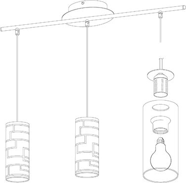 Настільна лампа EGLO Bayman, 1-світлова елегантна, приліжкова лампа зі сталі та скла з декором, лампа для вітальні в хромі, біла, лампа з вимикачем, розетка E27 (підвісний світильник 3-світловий)