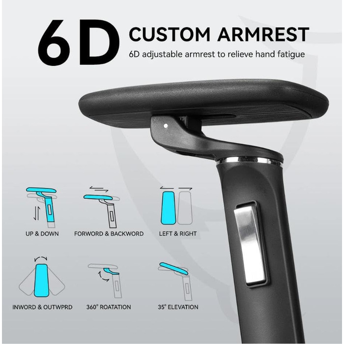 Офісний стіл MUSSO H80 Pro з ергономічним дизайном, сітчасте крісло, підтримка попереку 3-зонна, регульовані підлокітники 4D, спинка з 5 рівнями налаштування, підставка для ніг (чорний)