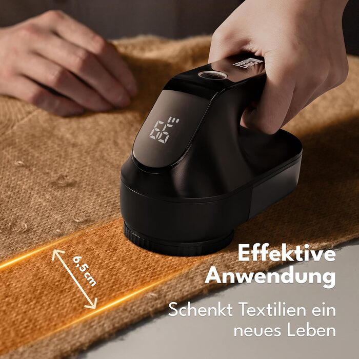 Електричний видалення ворсу LEBENLANG 2000mAh з LED-дисплеєм та пензлем для чищення - до 2 годин роботи, чорний