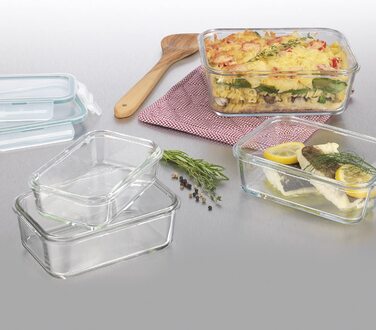 Скляні банки для зберігання продуктів GOURMETmaxx Комплект з 4 шт. / Посудомийна машина - можна використовувати в мікрохвильовій печі і морозильній камері кришка з силікатним покриттям