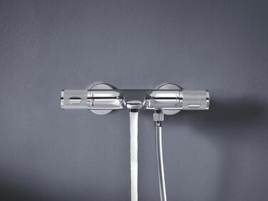 Змішувач для ванни Grohe Precision Feel з термостатом, водозберігаючий, хром, 34788000 Chrome Feel (безпека для дітей, запобіжник 38°C, антиковзні ручки)