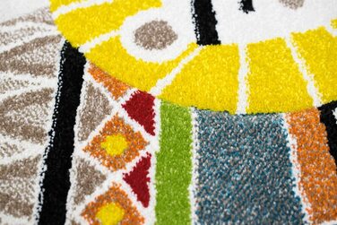Килим-мрія килим для дитячої кімнати, килимок для ігор, намет для індіанців, лев, зебра, кактус, розмір (120 см круглий, бежево-синій, кремово-коричневий)