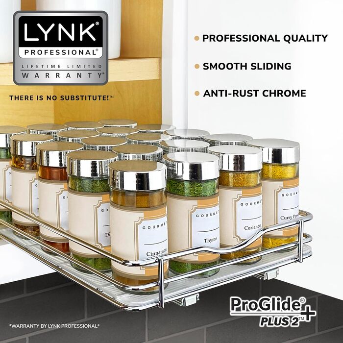 Органайзер для спецій Lynk PROFESSIONAL, шириною 21,6 см, хромований, одинарний