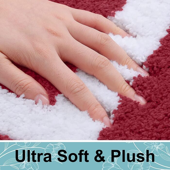 Набір килимків для ванної кімнати Homaxy: антиковзаючі, з м'якої мікрофібри, пухнасті, 2 шт. (40x60 см + 50x76 см), бордовий