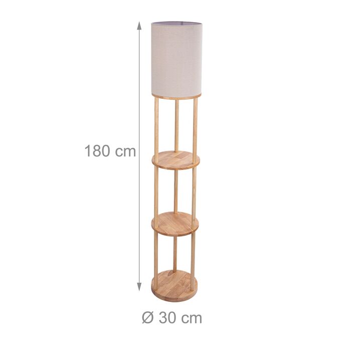 Лампа для читання з трьома полицями та льняним абажуром
