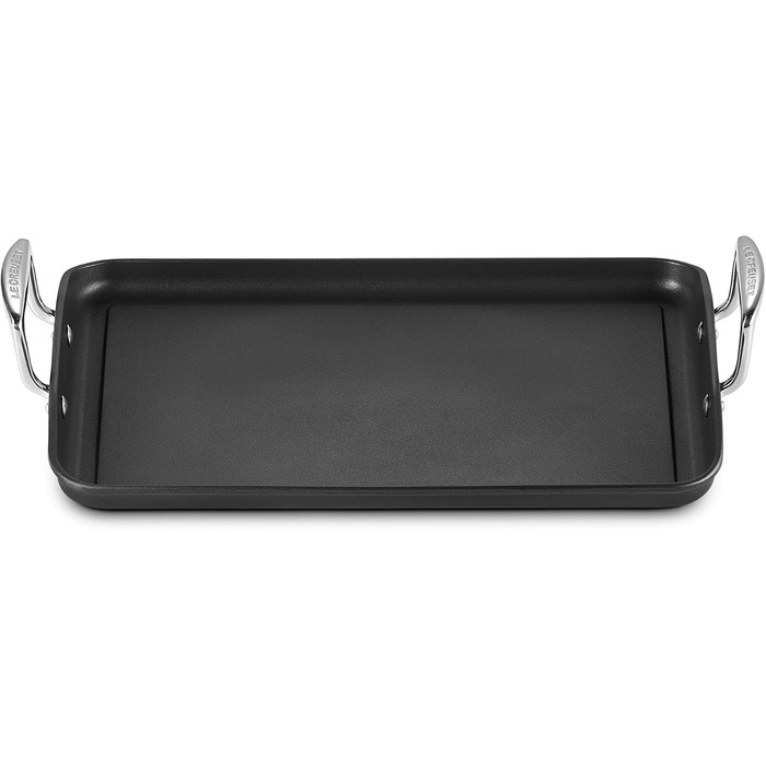 Гриль-пательня LE CREUSET з антипригарним покриттям, 35 см, для всіх типів плит (включно з індукційними), алюміній, сірий/срібний