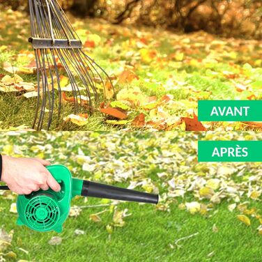 Електричний міні-листозбір Fishtec з функцією пилососа та мішком для збору листя - 500 Вт, 180 см, зелений