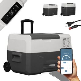 Автомобільний компресор-холодильник Arebos 27л з колесами: Електрична сумка-морозильник з APP, USB, -20°C (12/24V, 230V) для авто, кемпінгу, човна