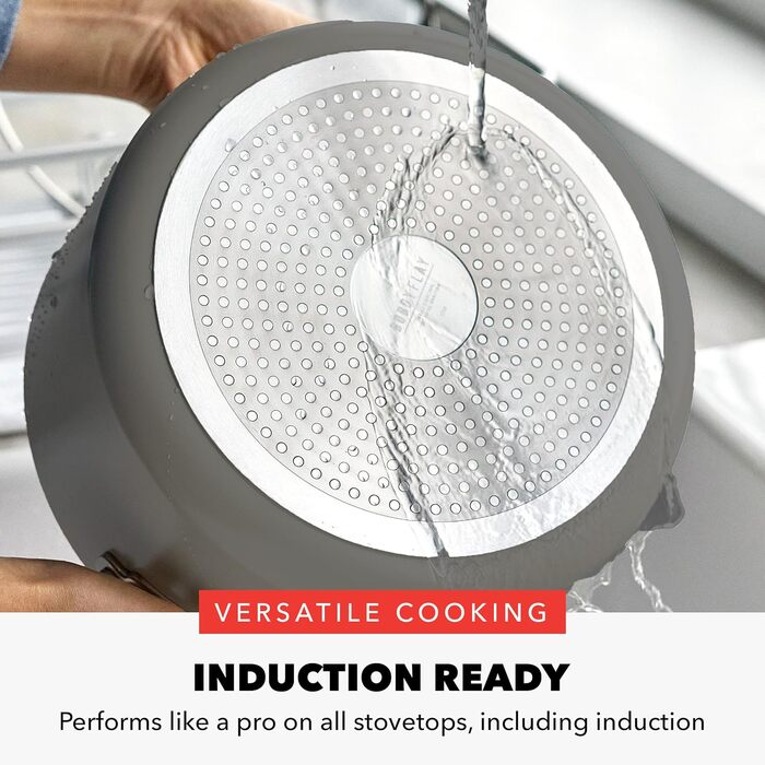 Каструля GreenPan x Bobby Flay 6QT з кришкою з термостійкого скла, антипригарне покриття Diamond Ceramic, індукційне дно, 5.7 л, сірий (Graphite/Nature's Delight)