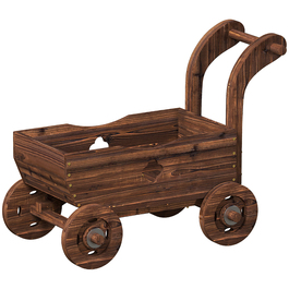 Підвищене грядка з дерева, грядка-вагон, теплиця для ранніх посадок на коліщатках з ручкою, садовий грядок 68 x 38 x 52 см