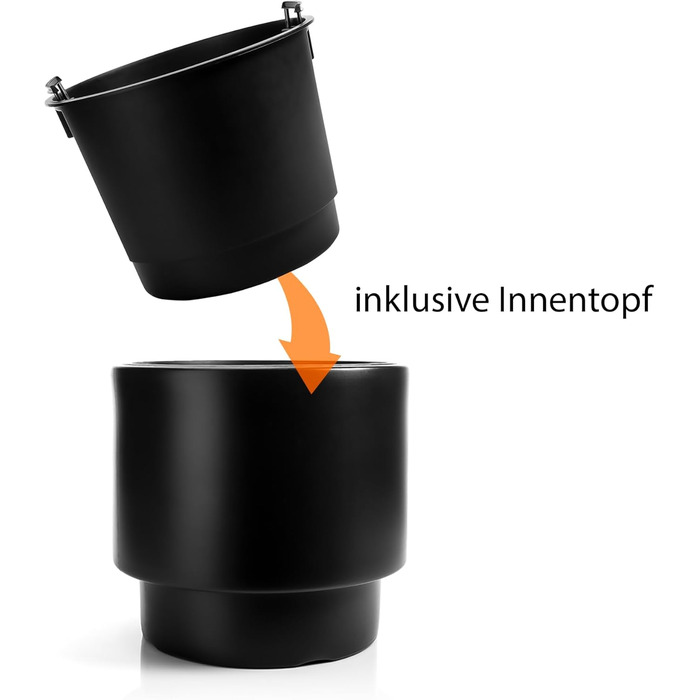 Квітчанка BigDean: стильний горщик з підставкою, діаметр 40 см, чорний, міцний пластик, Made in Europe