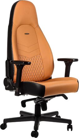 Noblechairs ICON Cognac/Schwarz: Ігровий крісло з екошкіри, 150 кг, ергономічний офісний крісло з підлокітниками