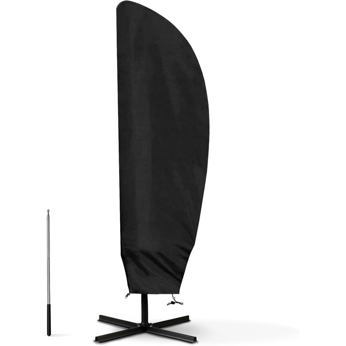 Чохол для парасольки/зонту великого розміру (2-4 м), чорний. Захист від сонця, вітру та снігу. Розміри: 205 x 25/57/48 см