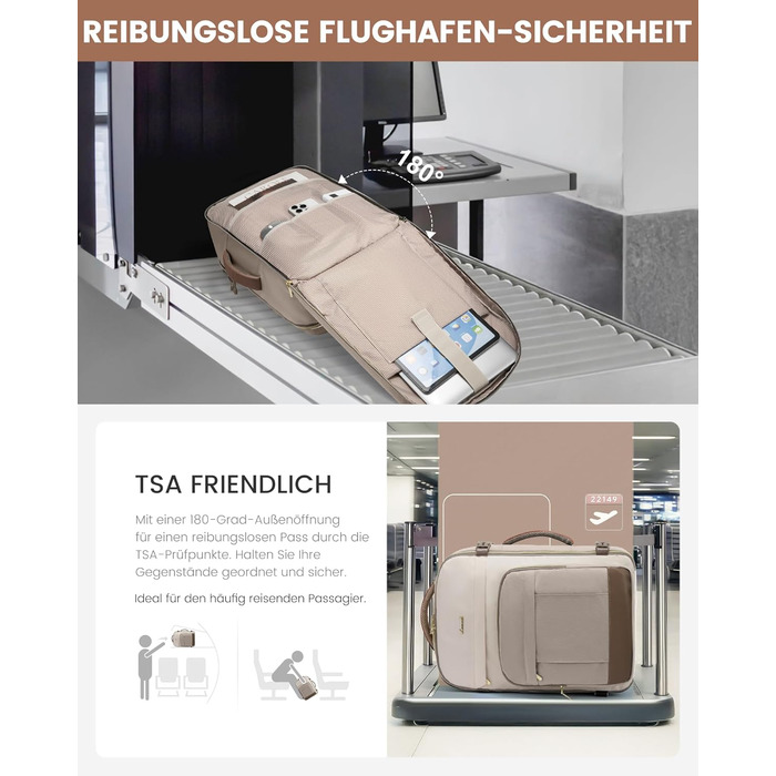 LOVEVOOK Рюкзак для ручної поклажі, 40L, великий рюкзак для жінок, водонепроникний, для ноутбука 17 дюймів, рюкзак-валіза для подорожей, роботи, бізнесу, вихідних, оливковий, світло-зелений, бежевий, оливковий (Хакі, бежевий, пісочно-коричневий)