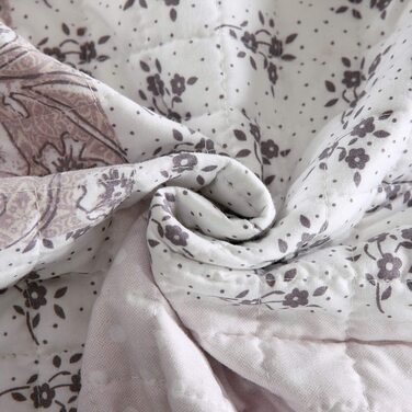 Покривало WOLTU покривало для ліжка 150x200 см, ковдра в клітку з квітковим малюнком, покривала з мікрофібри, стьобана односпальне ковдру з підкладкою і підкладкою (220x240 см, фіолетовий білий)