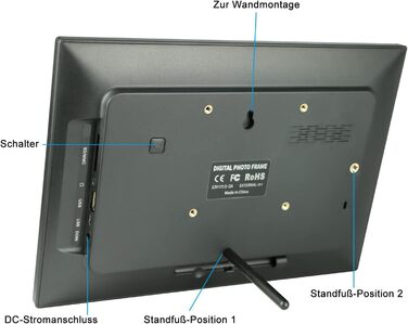Цифровий фоторамка 10.1 дюйма WiFi з 16GB, IPS сенсорний екран, автоповорот, миттєвий обмін фото та відео через додаток Frameo (Чорний)