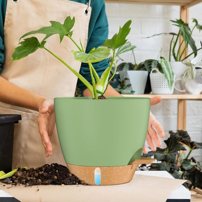 Набір горщиків для квітів ZMTECH 2 шт. 25/30 см з підставкою, самополив, пластик, для дому та саду