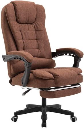 Офісне крісло WHOJA з регулюванням спинки 155°, обтягнуте тканиною, для керівника, міцність 200 кг, 3 кольори (колір: коричневий)