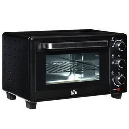 HOMCOM міні-піч 21л, 3 режими приготування, 100°C-230°C, 1400W, нержавіюча сталь та скло, чорний+срібний, 46,4x38x28,5 см | Aosom